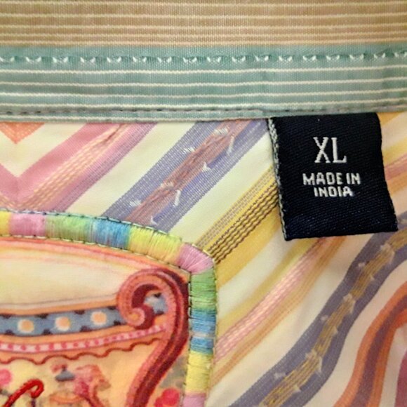 Robert Graham Rainbow Stripes Button Front Dress Shirt Men's Sz XL - Picture 8 of 9